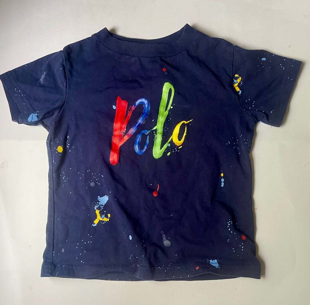 Polo Ralph Lauren Kids Navy Blue Paint Splatter Graphic T-Shirt
